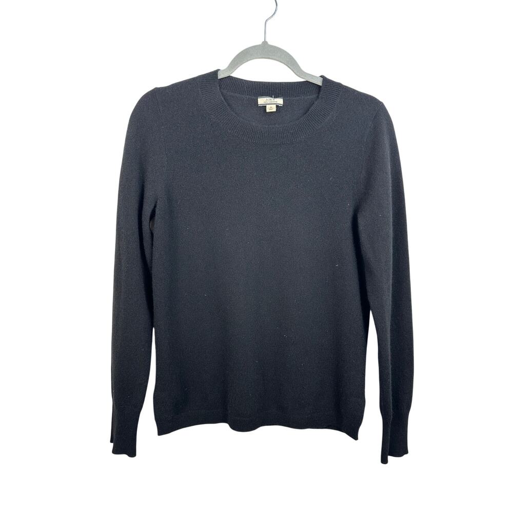 J. Crew 100% Cashmere Crewneck Sweater Black Size Small EUC Capsule Wardrobe